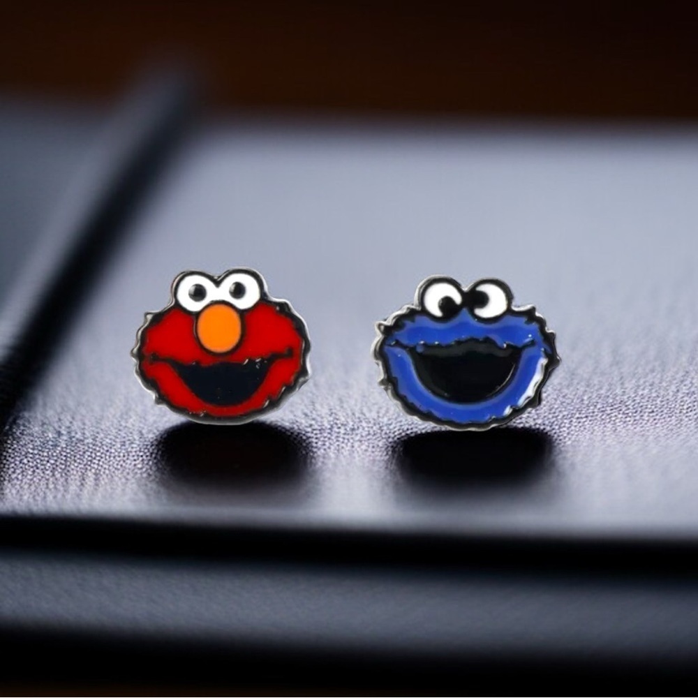 Monster Mash-Up: Colorful Elmo & Cookie Monster Stud Earrings! NWT Studs